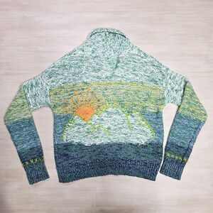 Anthropologie‎ Pilcro Mountain Sunset Embroidered Cardigan Sweater Size Small